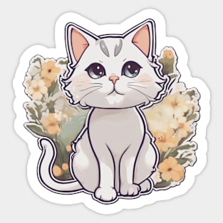 Cute kitty wih flowers Sticker